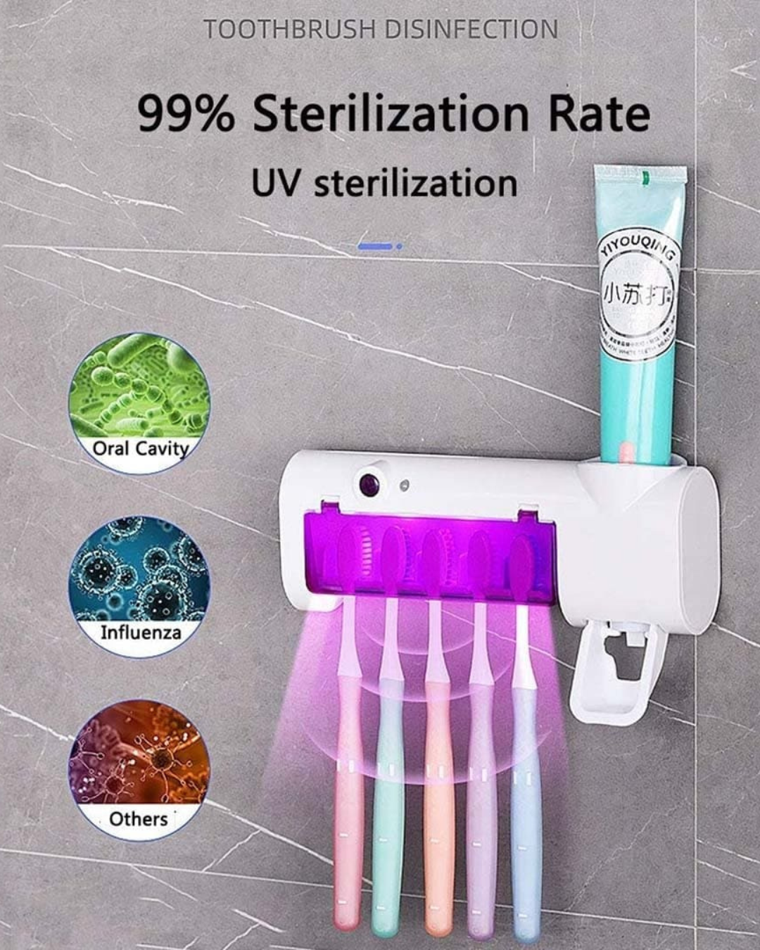 Organizador de Cepillos + Dispensador + Esterilizador UV